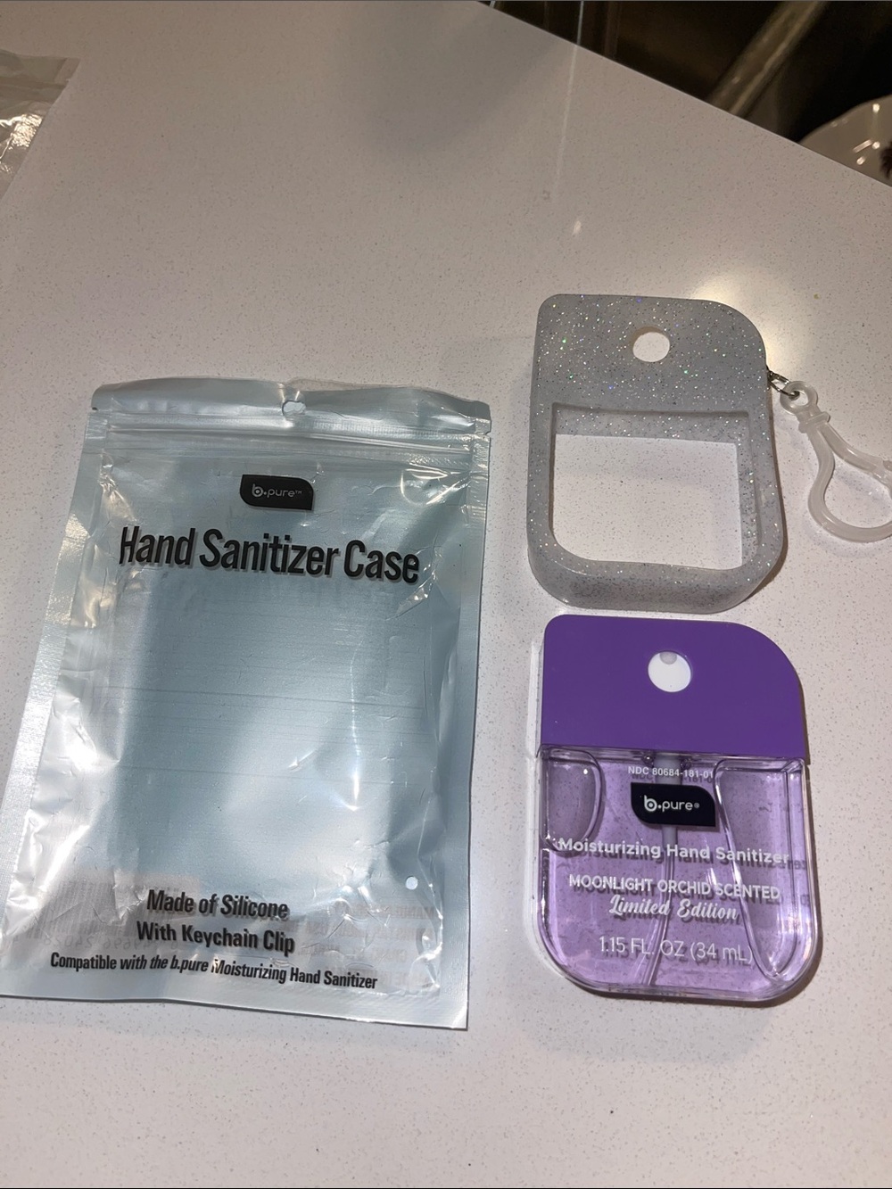 Moisturizing Hand Sanitizer “moonlight orchid” with Glitter Silicone Case NWT